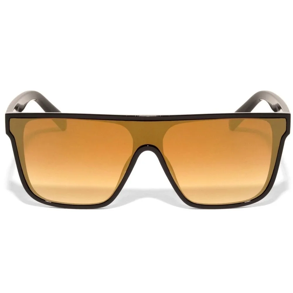 Flat Top Sunglasses Oversized Square Fashion Sun Glasses Gold Mirror Lens Trendy